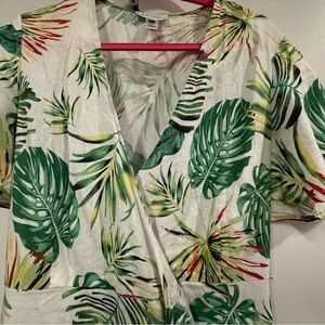 Neiman Marcus Tropical Linen Blend Wrap Dress – Size Small